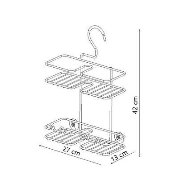 Полка для ванной Tekno-tel BK067 двухъярусная 42х27х13 см Хром