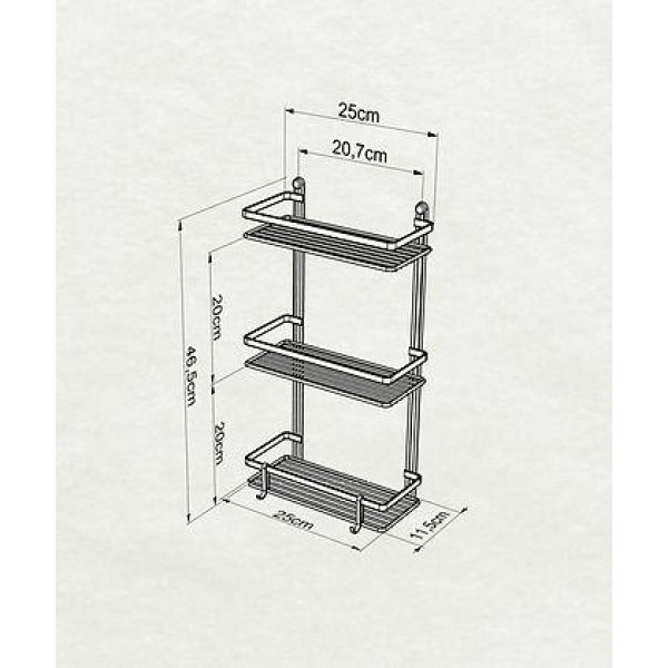 Полка TEKNO-TEL ES065H трехъярусная 25x12x46 см чорний