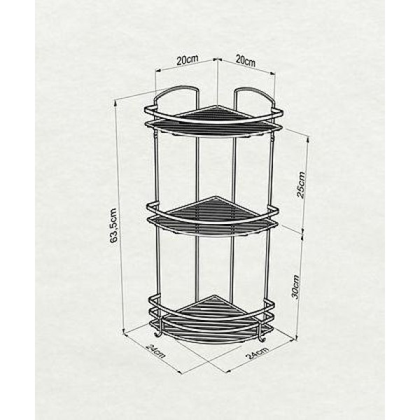Полиця кутова триярусна TEKNO-TEL LM009BM 14x26x62 см чорний