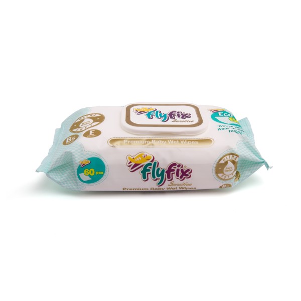 Серветки вологі дитячі для чутливої шкіри з клапаном FlyFix Sensitive 60 шт.
