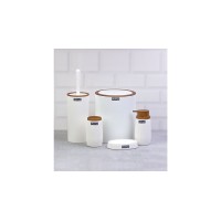 Набор аксессуаров для ванной комнаты Okyanus Stripe Round Wooden OKY-478-3-B 5 предметов белый
