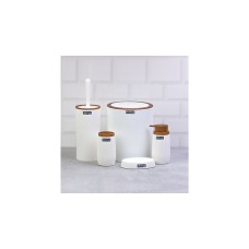 Набор аксессуаров для ванной комнаты Okyanus Stripe Round Wooden OKY-478-3-B 5 предметов белый