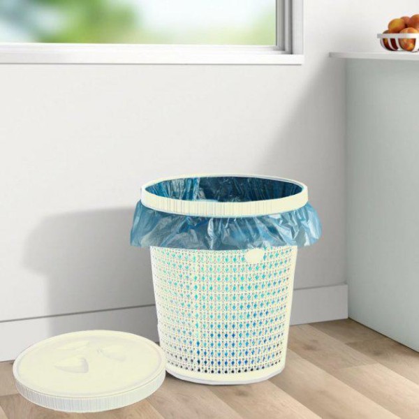Кошик для сміття Sakarya Plastik з відсіком для пакетів 12 л Бежевий