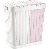 Кошик подвійний Sakarya Plastik Twins 6146 80 л пластик білий/рожевий