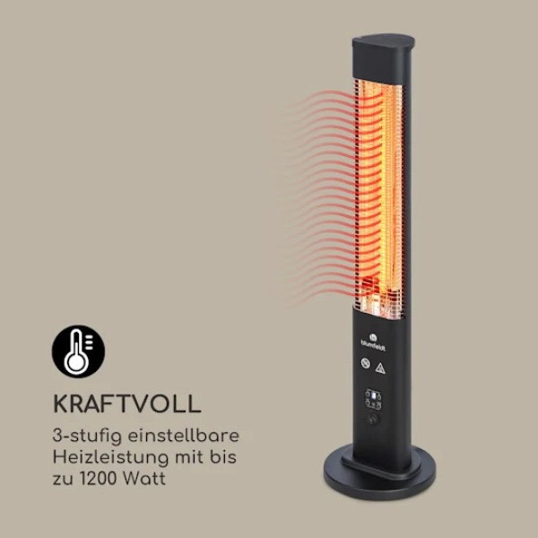 Інфрачервоний електричний обігрівач Blumfeldt Heat Guru Plus Black, 1,2 кВт