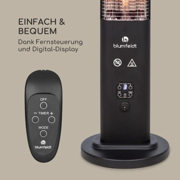 Інфрачервоний електричний обігрівач Blumfeldt Heat Guru Plus Black, 1,2 кВт