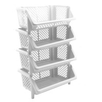 Этажерка универсальная 4-секционная «Plastic's Craft» Белая 41х25х29 см, высота 89 см