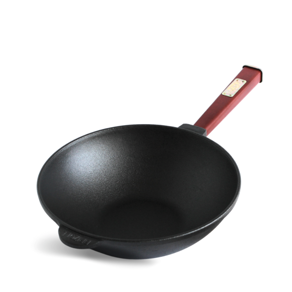 Сковорода чугунная с деревянной ручкой Бордо и чугунной крышкой-сковородой WOK 2,2 л