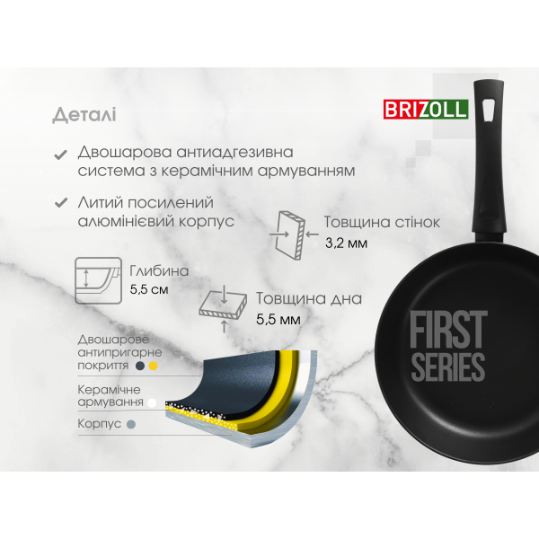 Cковорода 26 см с антипригарным покрытием FIRST