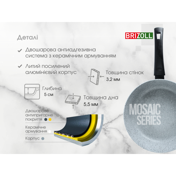 Сковорода 24 см с антипригарным покрытием MOSAIC