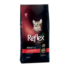 Повноцінний та збалансований сухий корм для котів з ягням та рисом Reflex Plus 15 кг