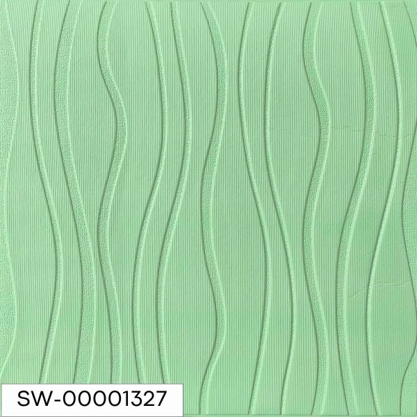 Самоклеющаяся 3D панель светло-зеленые волны 600x600x6мм SW-00001327