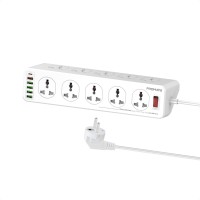 Мережевий фільтр 16-в-1 Promate PowerMatrix-5M 10 розеток, 1хUSB-C PD, 1хUSB-A QC 3.0, 4хUSB-A 5м White (powermatrix-5m.eu)