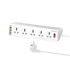 Мережевий фільтр 16-в-1 Promate PowerMatrix-5M 10 розеток, 1хUSB-C PD, 1хUSB-A QC 3.0, 4хUSB-A 5м White (powermatrix-5m.eu)
