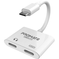 Адаптер Promate UniSplit-C USB-C / USB-C Audio Jack + 15Вт PD USB-C White (unisplit-c.white)