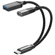 Адаптер Promate OTGLink-C USB-C to USB-C/USB-A Black (otglink-c.black)