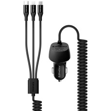 Автомобільний зарядний пристрій Promate Voltrip-Duo 17Вт 2 USB + Multi-Connector Black (voltrip-uni.black)