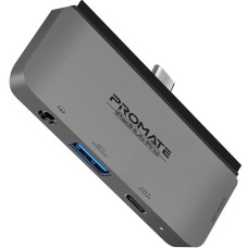 USB-C хаб 4-в-1 Promate PadHub-Pro USB-C PD/HDMI/USB 3.0/3.5 мм AUX Grey (padhub-pro.grey)