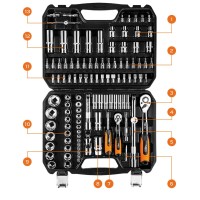 Головки змінні 110 шт., 1, 4, 1/2 CrV NEO TOOLS