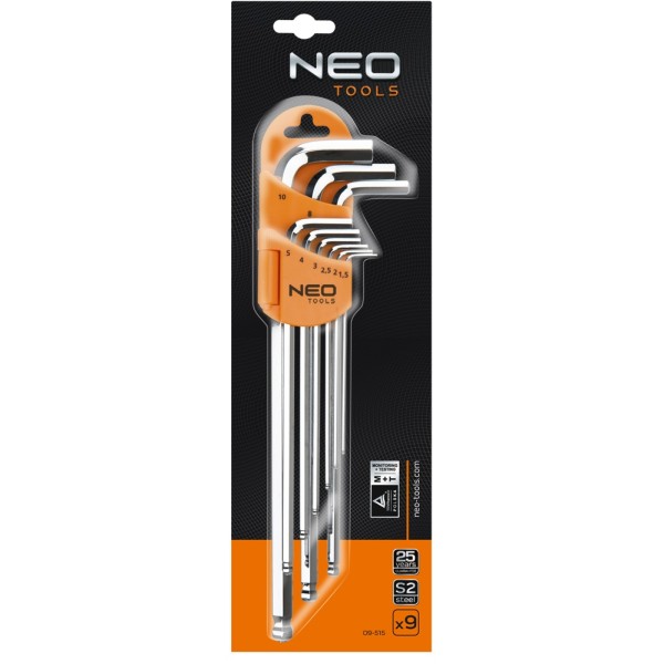 Ключі шестигранні, 1.5-10 мм, набір 9 шт.*1 уп. NEO TOOLS