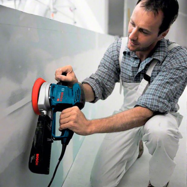 Ексцентрикова шліфувальна машина Bosch Professional GEX 34-150 з адаптером для пилососа, шліфтарілкою та шліфлистом С470