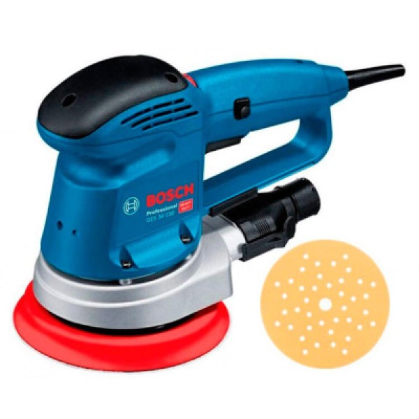 Ексцентрикова шліфувальна машина Bosch Professional GEX 34-150 з адаптером для пилососа, шліфтарілкою та шліфлистом С470