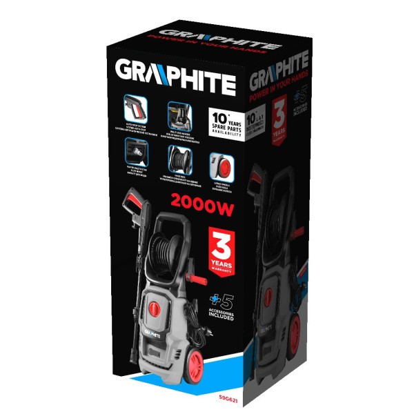 Мойка высокого давления 2000 Вт, 110 бар (максимальное давление 150 бар) GRAPHITE