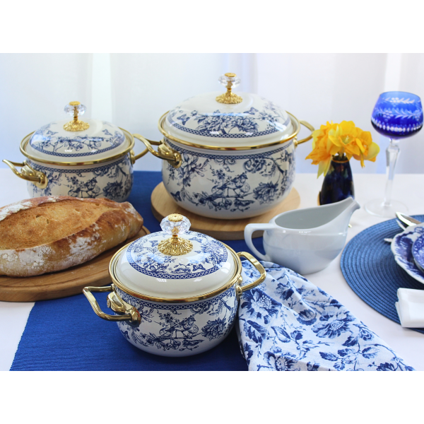 Каструля емальована "BUTTERFLY" Elmani з кришкою, 1,5л, 14см