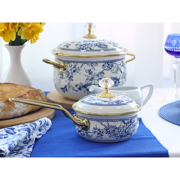 Ківш емальований "BUTTERFLY" Elmani з кришкою, 0,9 л, 14 см х 31 см
