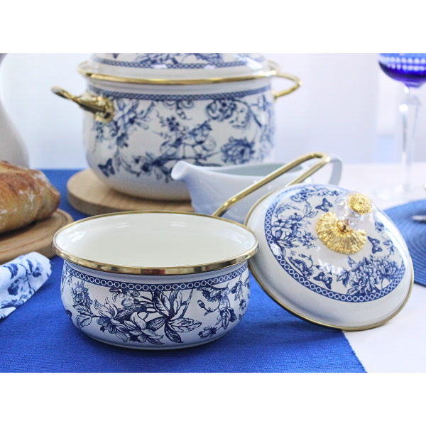 Ківш емальований "BUTTERFLY" Elmani з кришкою, 0,9 л, 14 см х 31 см
