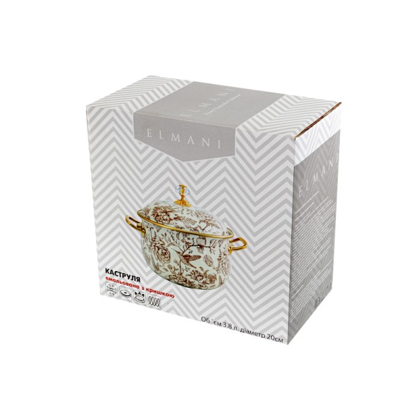 Каструля емальована "SICILY" Elmani з кришкою, 3,8 л, 20 см