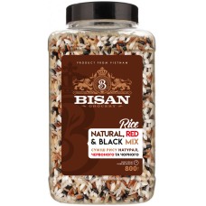 Суміш рису натурал, червоного та чорного BISAN 800 г
