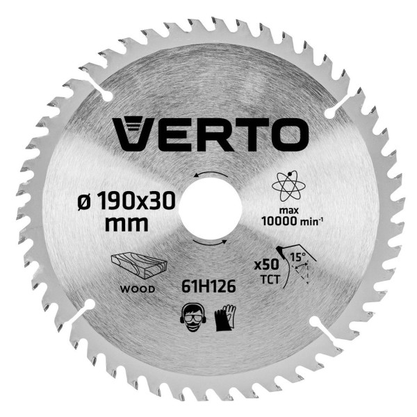 Диск отрезной 190 x 30 мм 50 зубьев VERTO