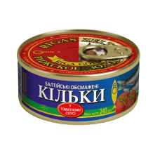 Килька балтийская обжаренная в томатном соусе Рижское золото 240 г