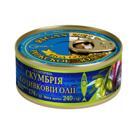 Скумбрія атлантична в оливковій олії Ризьке золото 240 г