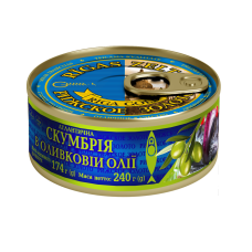 Скумбрия атлантическая в оливковом масле Рижское золото 240 г