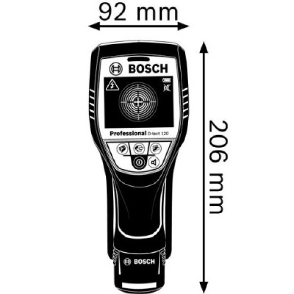 Универсальный детектор Bosch D-tect 120 Professional, 1 акб GBA 12V 2.0Ah, з/у GAL 12V-40, кейс L-Boxx