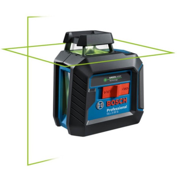 Лазерный нивелир Bosch Professional GLL 2-20 G с держателем, потолочным креплением и 4 батарейками