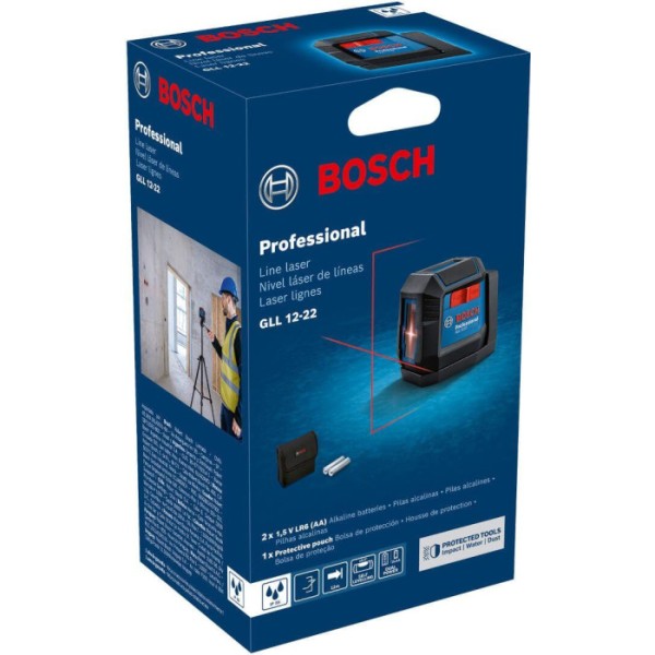 Лазерний нівелір Bosch Professional GLL 12-22 з батарейками та чохлом