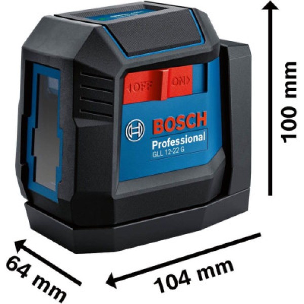 Лазерний нівелір Bosch Professional GLL 12-22 G з батарейками та чохлом