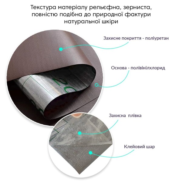 Самоклеющая экокожа в рулоне 1.37*3m*0.5mm Коричневый (D) SW-00001198