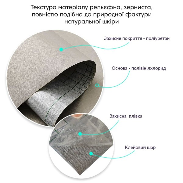 Самоклеющая экокожа в рулоне 1.37*1m*0.5mm Светло-серый (D) SW-00001373
