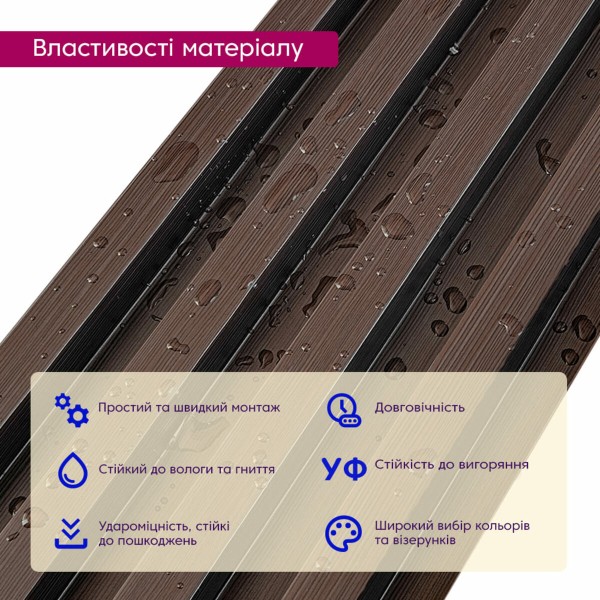 Рейка декоративная WPC стеновая орех 3000х160х23мм SW-00001535