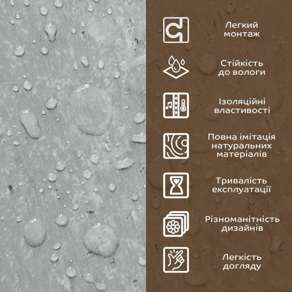 Декоративна ПВХ плита 600х600х3мм Бетон (S) SW-00001631