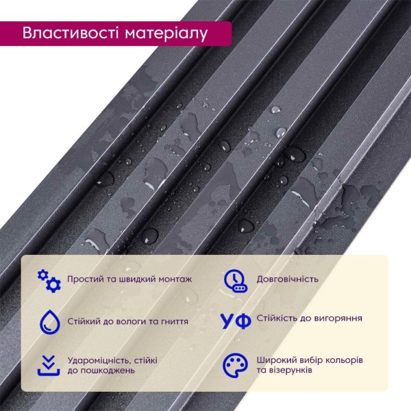 Рейка декоративная WPC стеновая черный 3000х160х23мм SW-00001861