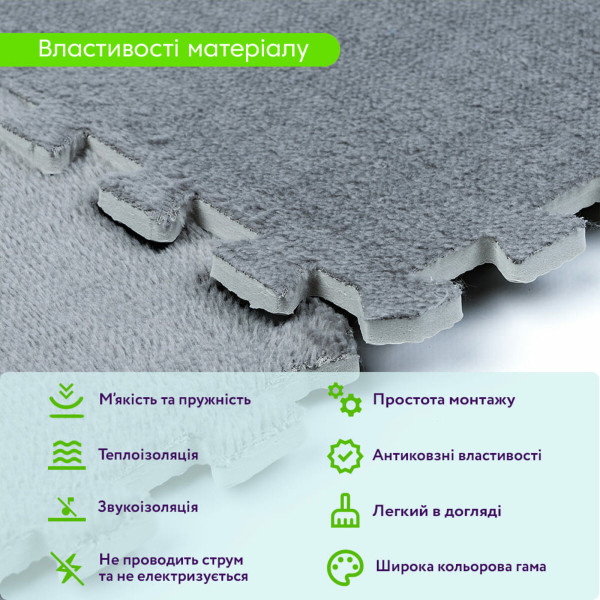 Пол-пазл плюшевый 30х30х1см Светло-серый (D) SW-00002080