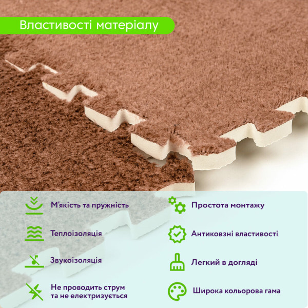 Пол-пазл плюшевый 30х30х1см Коричневый (D) SW-00002082