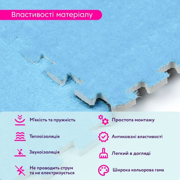 Пол-пазл плюшевый 30х30х1см Голубой (D) SW-00002090