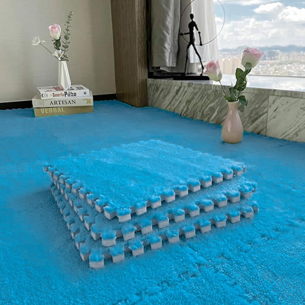 Пол-пазл плюшевый ГОЛУБОЙ 30*30*1cm (D) SW-00002090