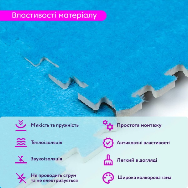 Пол-пазл плюшевый ГОЛУБОЙ 30*30*1cm (D) SW-00002090